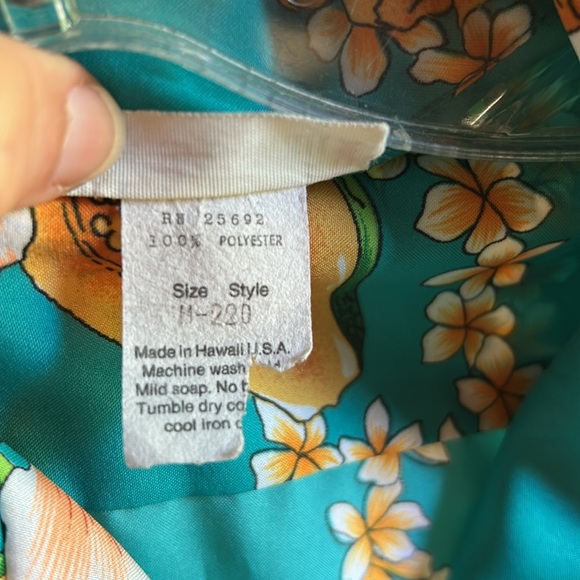 Vintage 70s Hawaiian Aloha Shirt Papaya Leis Pineapple Hibiscus Polyester Medium - Picture 7 of 9